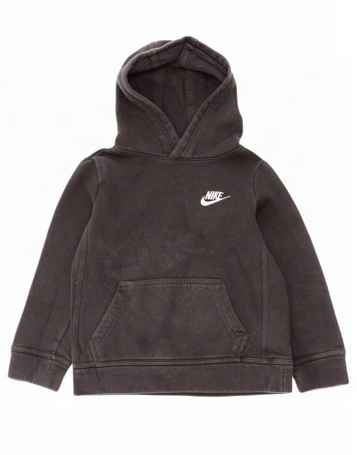 Nike Boys Hoodie Jumper 4-5 Years Small Black Cotton