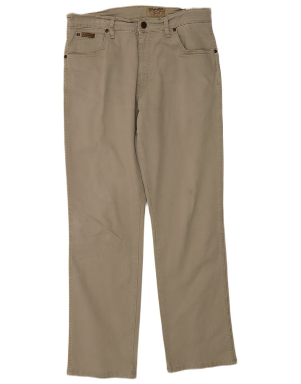Wrangler Mens Texas Stretch Straight Casual Trousers W32 L30 Beige Cotton