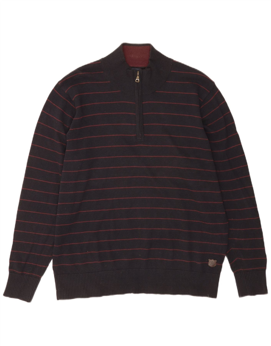 MARKS & SPENCER Mens Zip Neck Jumper Sweater UK 41/43 Large Navy Blue