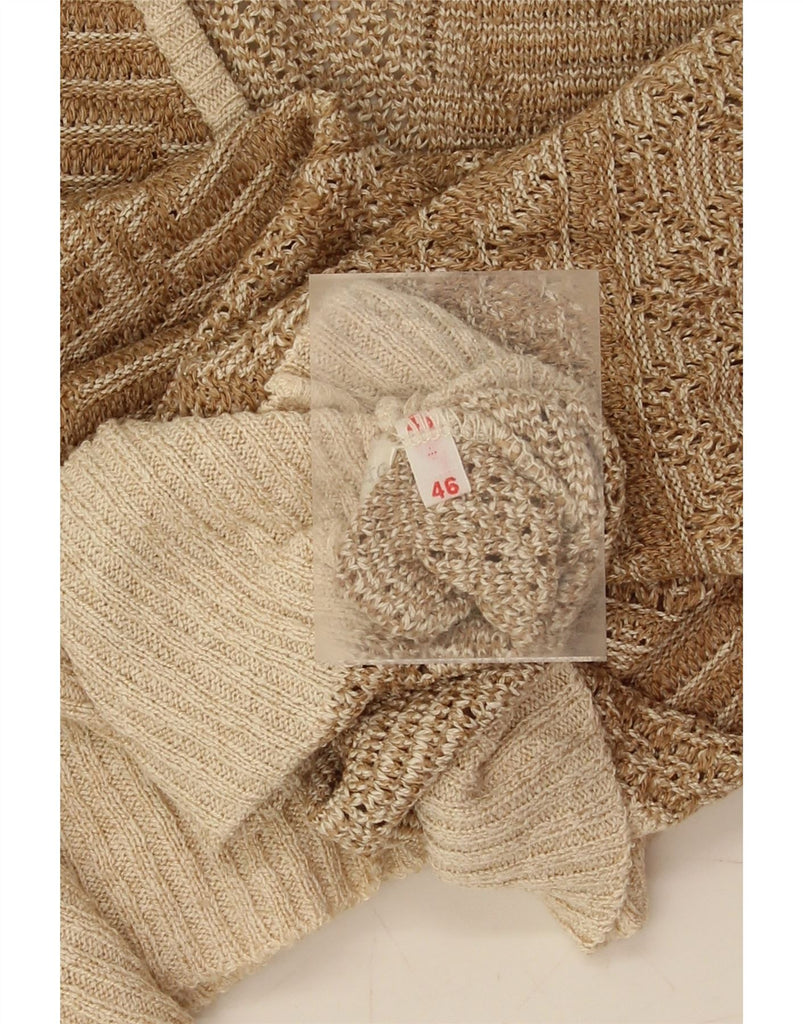 VINTAGE Womens V-Neck Jumper Sweater IT 46 Large Beige Flecked Vintage Vintage and Second-Hand Vintage from Messina Hembry 