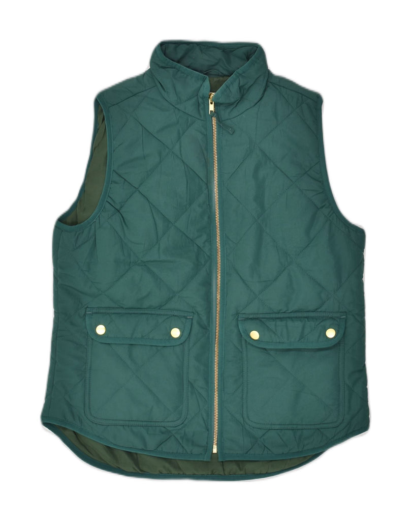 J. CREW Womens Quilted Gilet US 6 Medium Green Polyester | Vintage J. Crew | Thrift | Second-Hand J. Crew | Used Clothing | Messina Hembry 