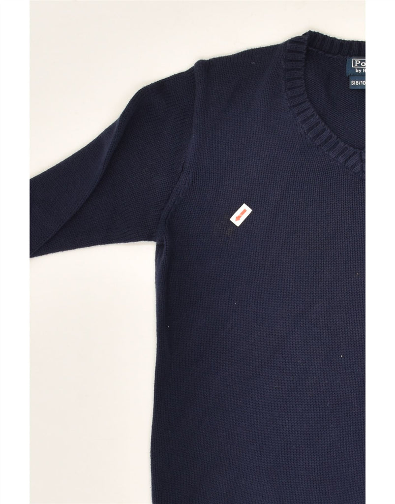 POLO RALPH LAUREN Girls V-Neck Jumper Sweater 8-9 Years Small  Navy Blue | Vintage Polo Ralph Lauren | Thrift | Second-Hand Polo Ralph Lauren | Used Clothing | Messina Hembry 