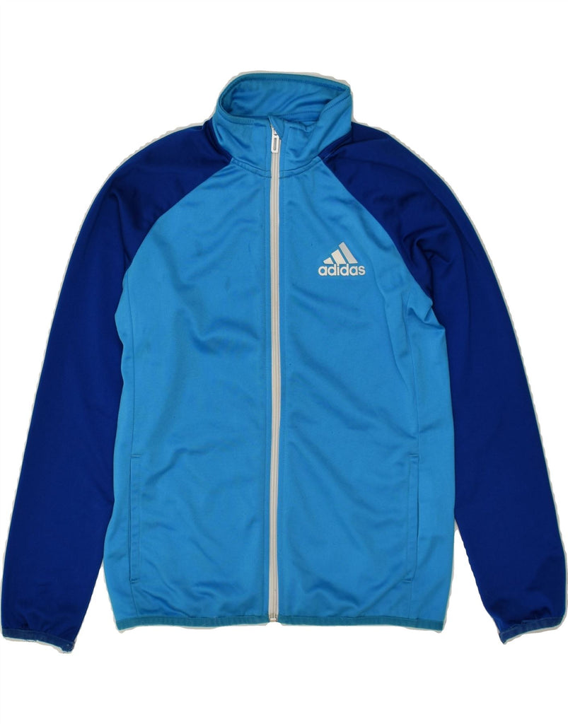 ADIDAS Boys Tracksuit Top Jacket 9-10 Years Blue Colourblock Polyester | Vintage Adidas | Thrift | Second-Hand Adidas | Used Clothing | Messina Hembry 