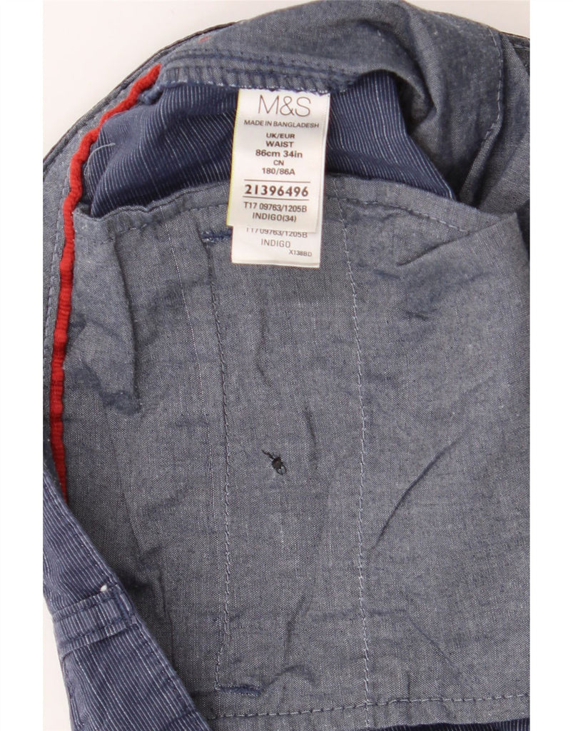 BLUE HARBOUR Mens Chino Shorts W34 Large  Navy Blue Pinstripe Cotton Vintage Blue Harbour and Second-Hand Blue Harbour from Messina Hembry 