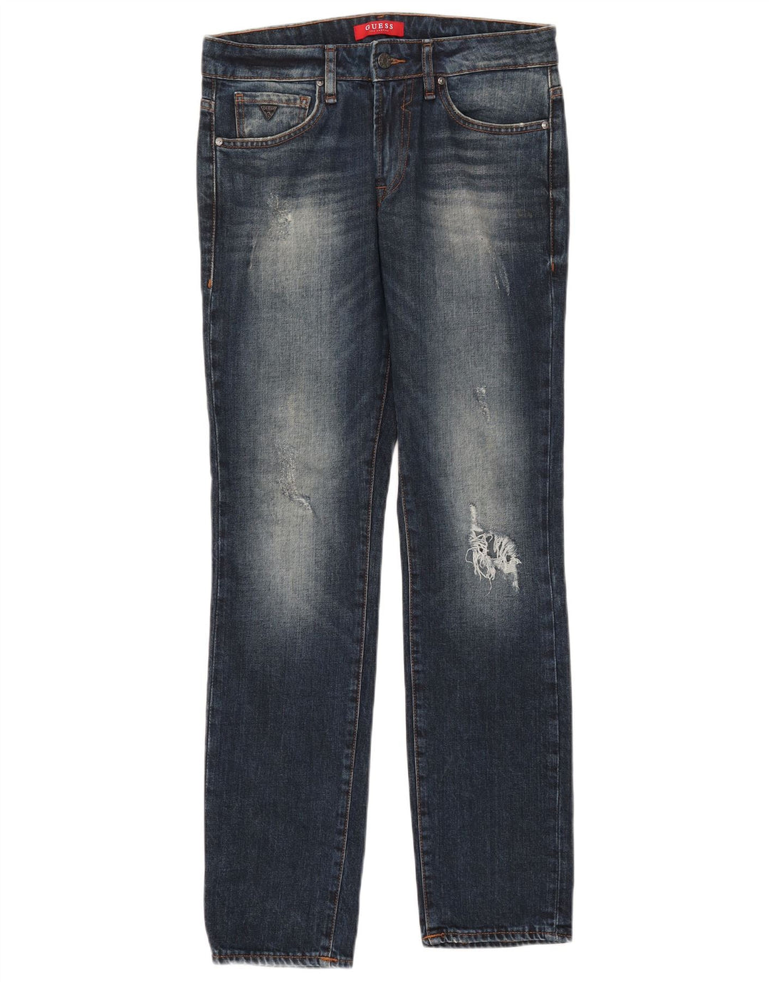 Guess Womens Distressed Slim Jeans W30 L32 Blue Cotton