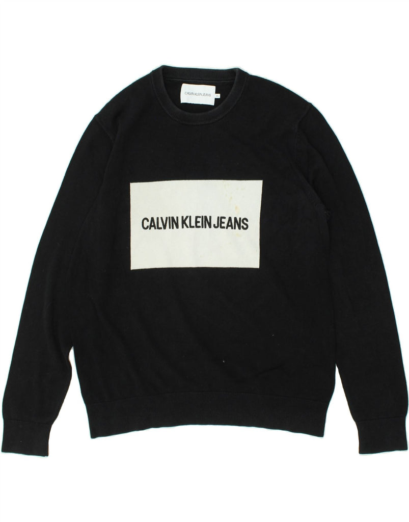 CALVIN KLEIN JEANS Mens Graphic Sweatshirt Jumper XL Black Cotton | Vintage Calvin Klein Jeans | Thrift | Second-Hand Calvin Klein Jeans | Used Clothing | Messina Hembry 