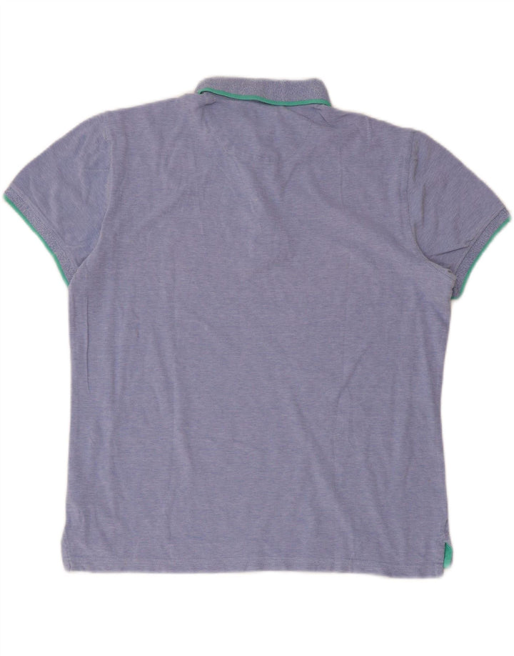 Massimo Dutti Mens Casual Fit Polo Shirt Large Blue Cotton