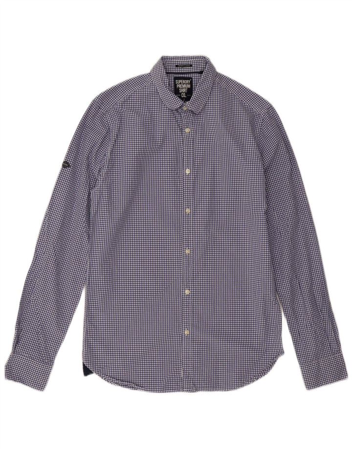 Superdry Mens Classic Fit Shirt Small Blue Gingham Cotton