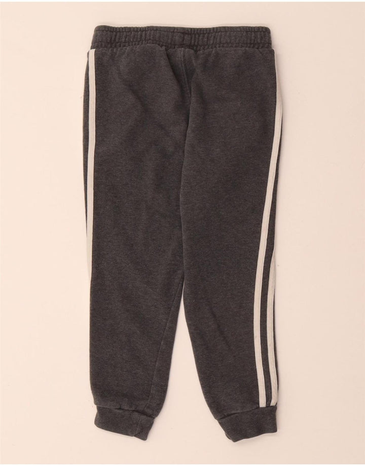 ADIDAS Boys Tracksuit Trousers Joggers 5-6 Years Medium Grey Cotton