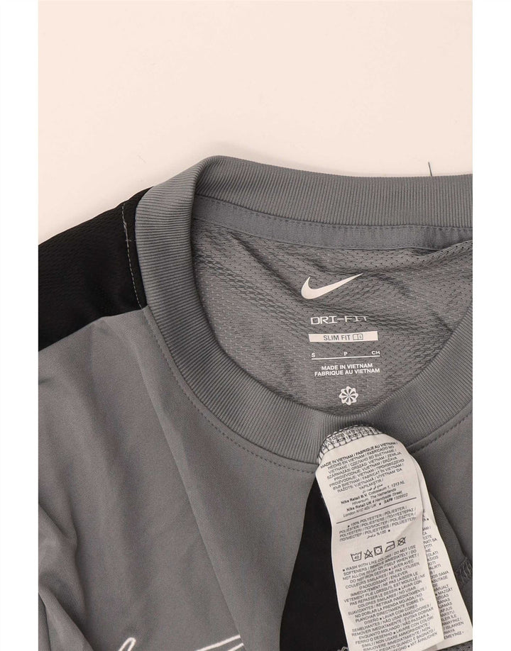Nike Mens Dri Fit Slim Fit T-Shirt Top Small Grey Colourblock Polyester
