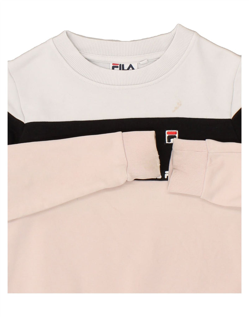 FILA Girls Graphic Sweatshirt Jumper 7-8 Years Pink Colourblock | Vintage Fila | Thrift | Second-Hand Fila | Used Clothing | Messina Hembry 