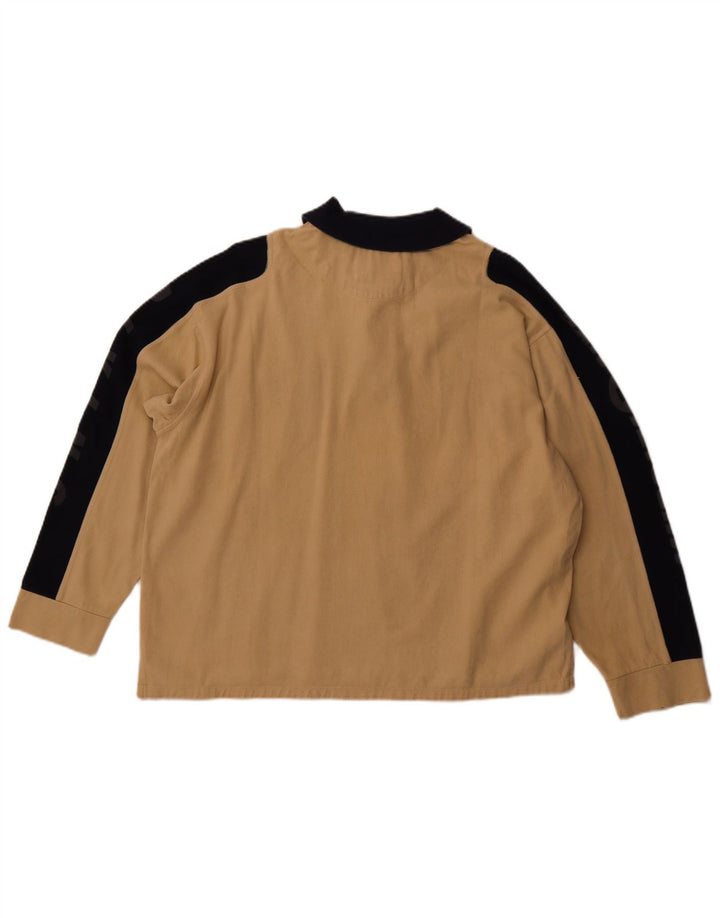 MURPHY & NYE Mens Graphic Rugby Polo Shirt Medium Brown Colourblock