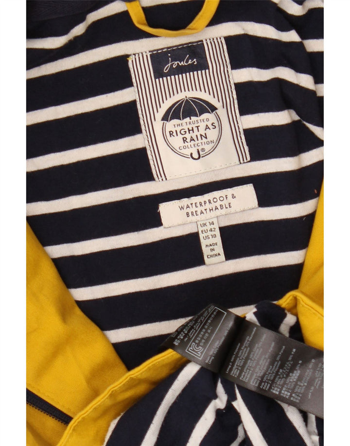 JOULES Womens Hooded Raincoat UK 14 Large Yellow Polyester