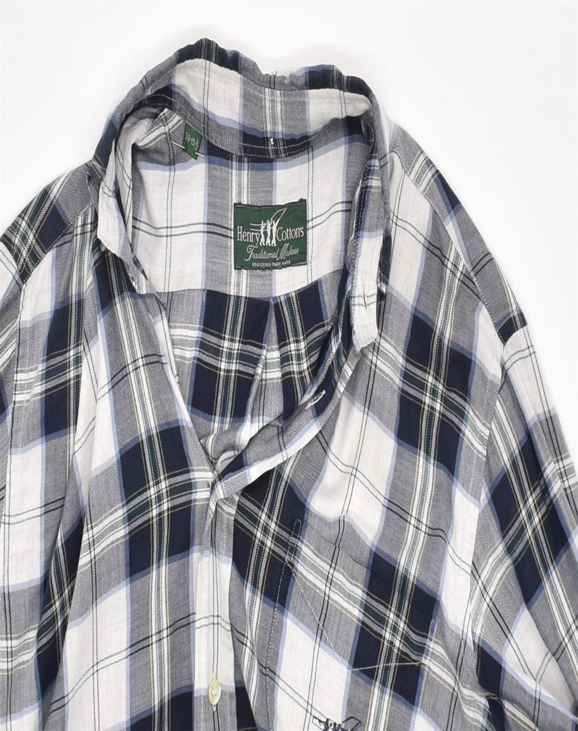 HENRY COTTONS Mens Loose Fit Shirt Size 39 15 1/2 Medium White Check | Vintage | Thrift | Second-Hand | Used Clothing | Messina Hembry 