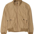 Zara Mens Bomber Jacket UK 42 XL Beige Cotton