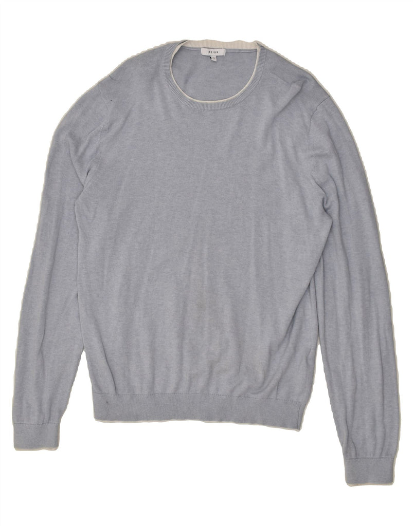 REISS Mens Crew Neck Jumper Sweater Medium Blue Cotton | Vintage Reiss | Thrift | Second-Hand Reiss | Used Clothing | Messina Hembry 