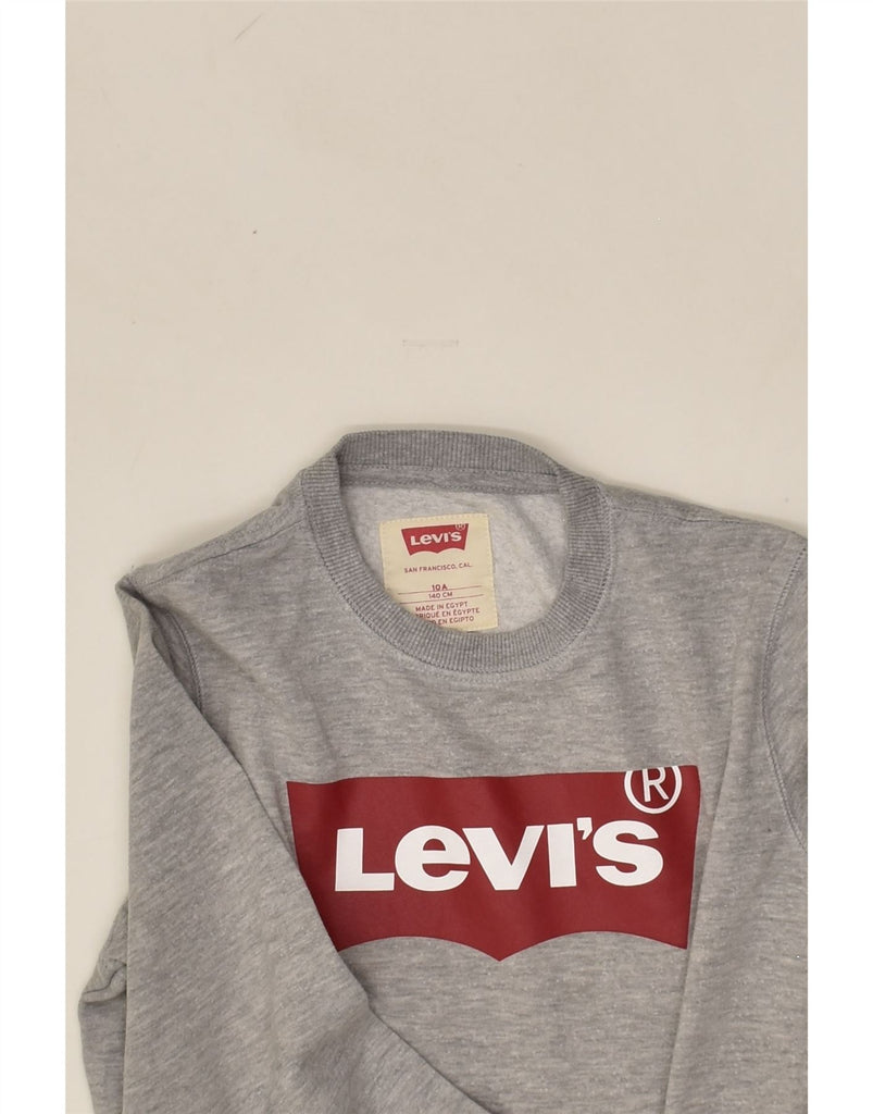 LEVI'S Girls Graphic Sweatshirt Jumper 9-10 Years Grey Cotton | Vintage Levi's | Thrift | Second-Hand Levi's | Used Clothing | Messina Hembry 