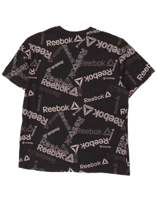 Reebok Mens Graphic T-Shirt Top Large Black Cotton