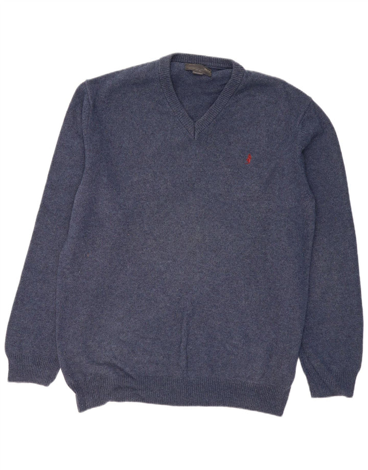 MARLBORO CLASSICS Mens V-Neck Jumper Sweater 3XL Navy Blue Cotton