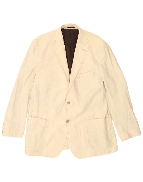 Massimo Dutti Mens 2 Button Blazer Jacket EU 56 XL Beige Cotton