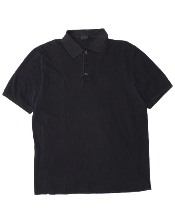 Hugo Boss Mens Polo Shirt Large Navy Blue Cotton
