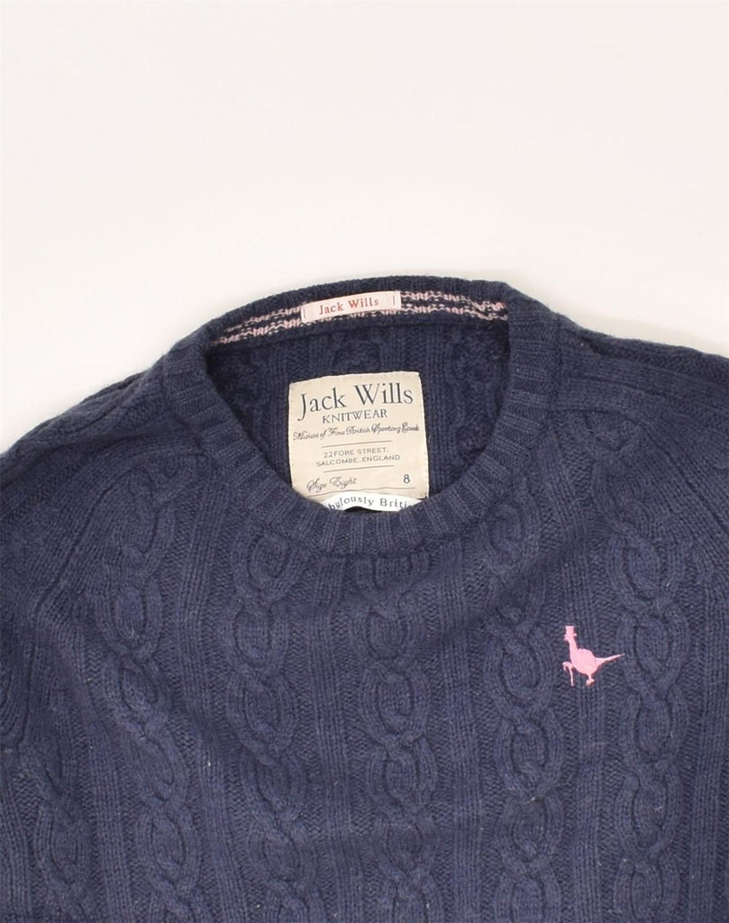 JACK WILLS Womens Boat Neck Jumper Sweater UK 8 Small Navy Blue Lambswool | Vintage Jack Wills | Thrift | Second-Hand Jack Wills | Used Clothing | Messina Hembry 