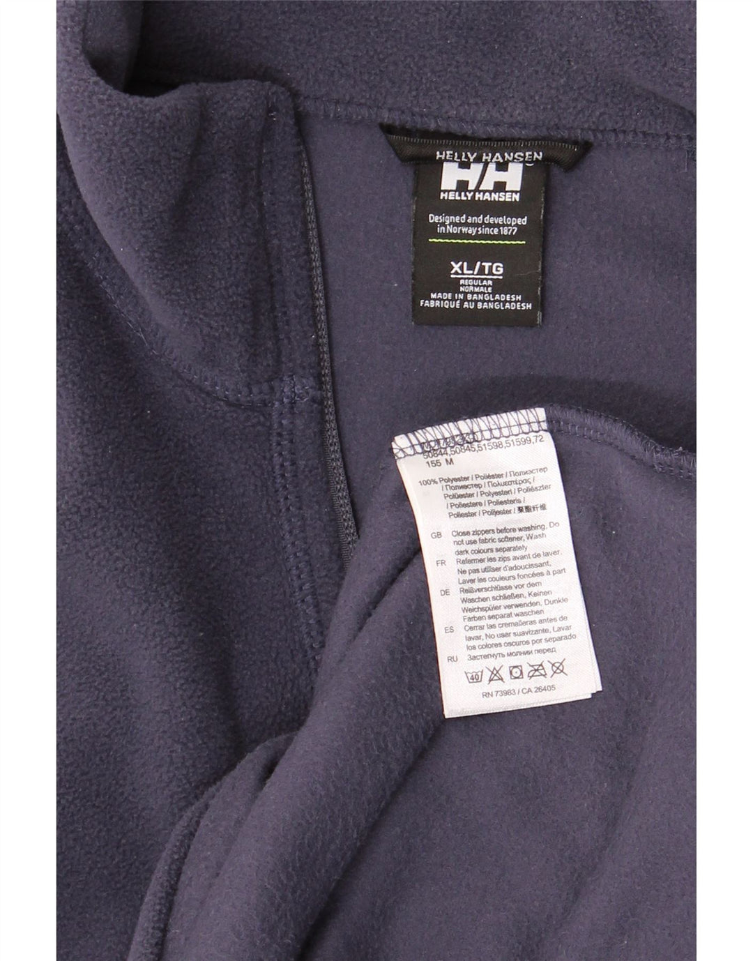 HELLY HANSEN Mens Zip Neck Fleece Jumper XL Navy Blue Polyester
