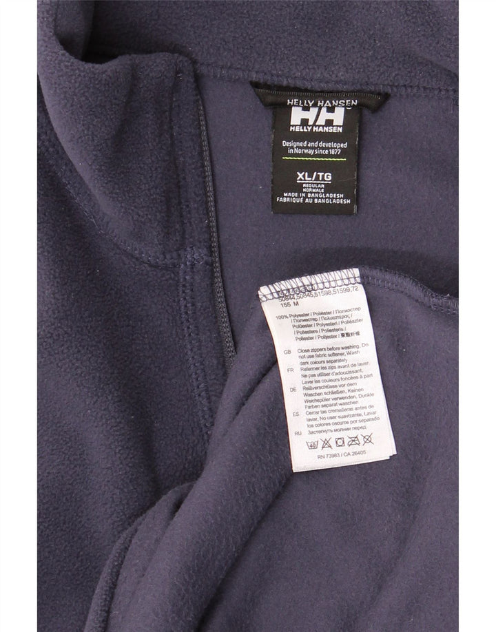 HELLY HANSEN Mens Zip Neck Fleece Jumper XL Navy Blue Polyester