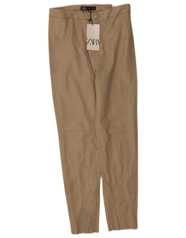 Zara Womens High Waist Faux Leather Leggings Medium W28 L27 Beige