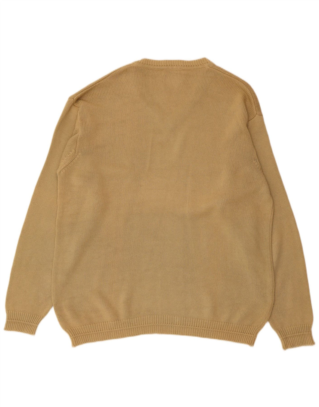 Avirex Mens V-Neck Jumper Sweater Large Beige Cotton