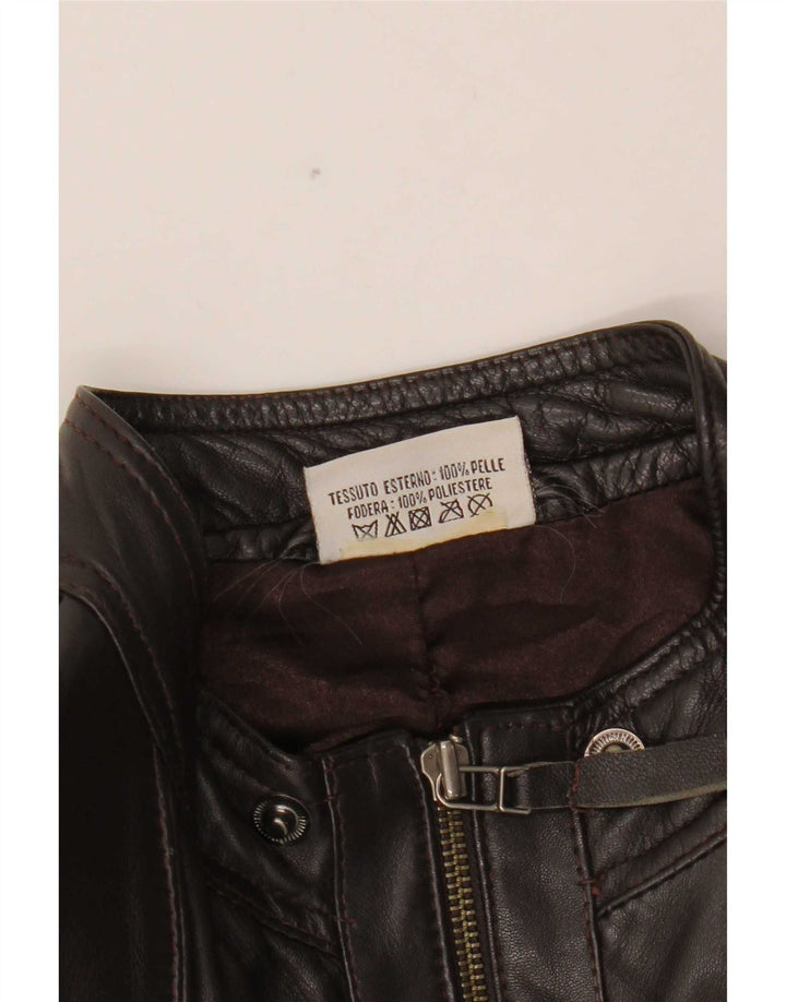 In Extenso Womens Bomber Leather Jacket UK 18 XL Brown