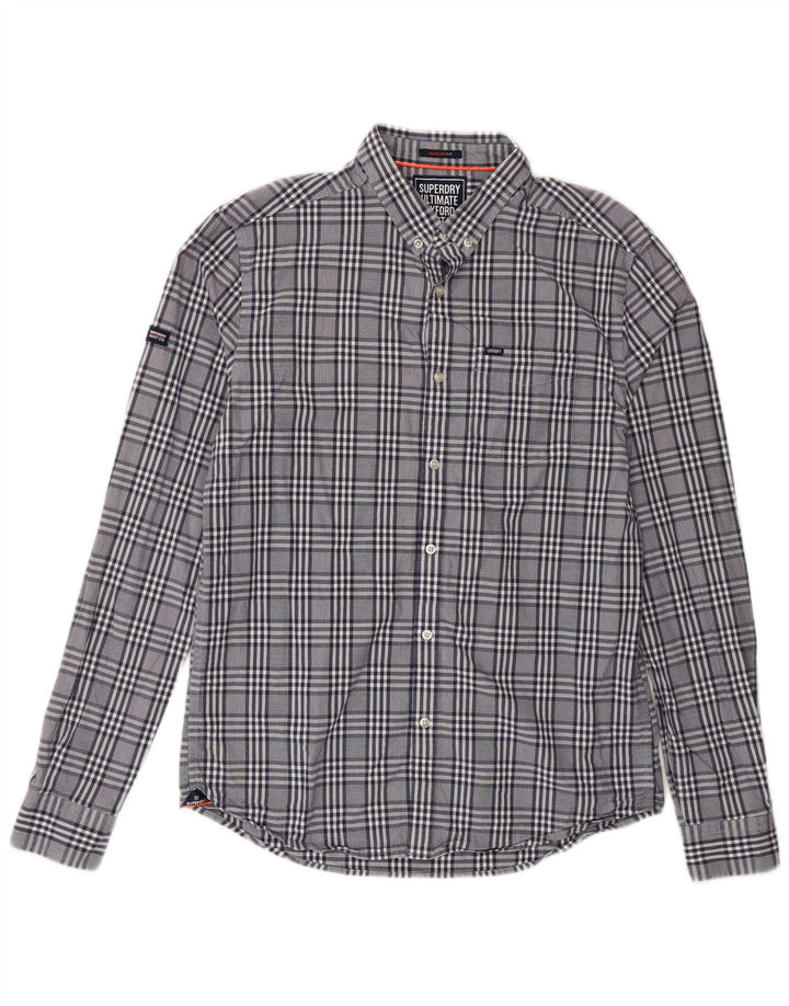 Superdry Mens Regular Fit Shirt Large Blue Check Cotton