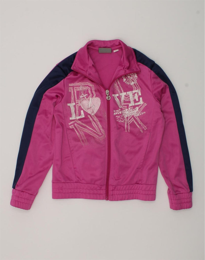 LOTTO Girls Graphic Tracksuit Top Jacket 7-8 Years XS Pink Polyester | Vintage Lotto | Thrift | Second-Hand Lotto | Used Clothing | Messina Hembry 