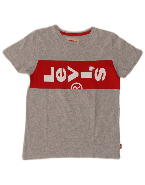 LEVI'S Boys Graphic T-Shirt Top 9-10 Years Grey Flecked Cotton