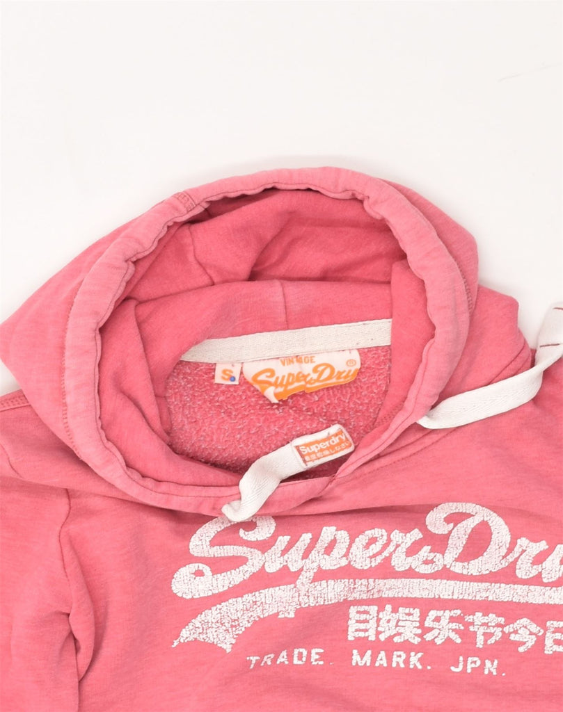 SUPERDRY Womens Graphic Hoodie Jumper UK 10 Small Pink Cotton | Vintage Superdry | Thrift | Second-Hand Superdry | Used Clothing | Messina Hembry 