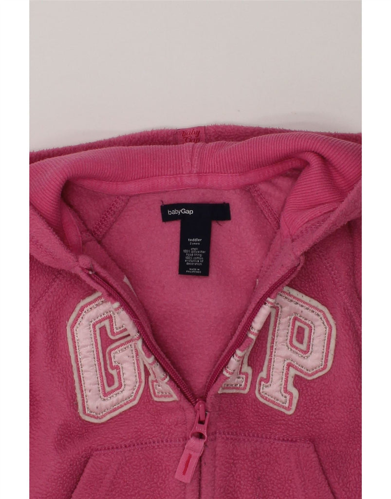 GAP Baby Girls Graphic Hooded Fleece Jacket 18-24 Months Pink Polyester | Vintage Gap | Thrift | Second-Hand Gap | Used Clothing | Messina Hembry 