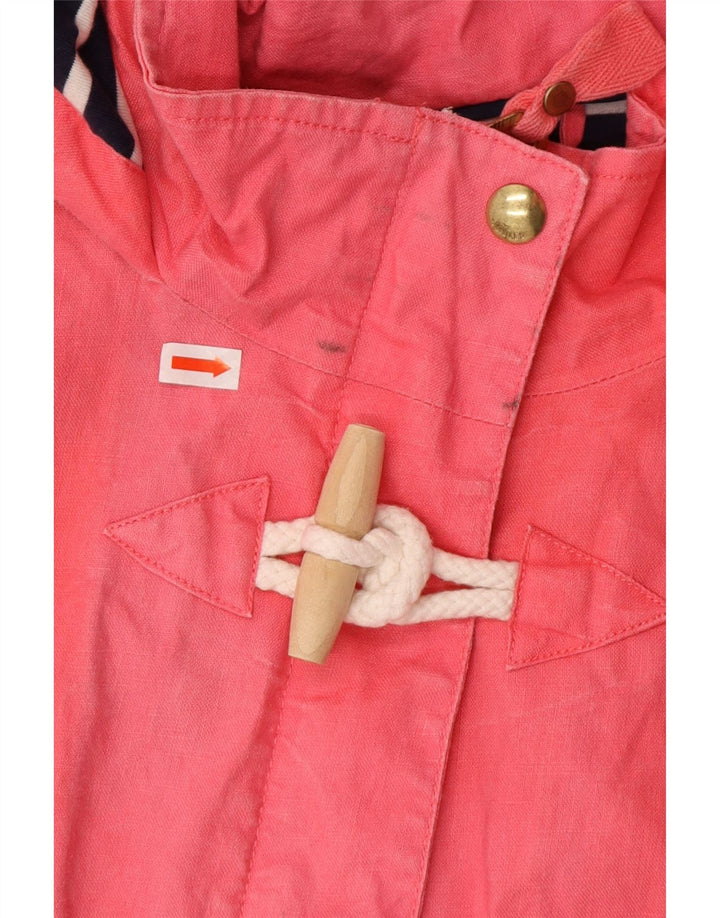 JOULES Womens Hooded Raincoat UK 12 Medium  Pink Linen