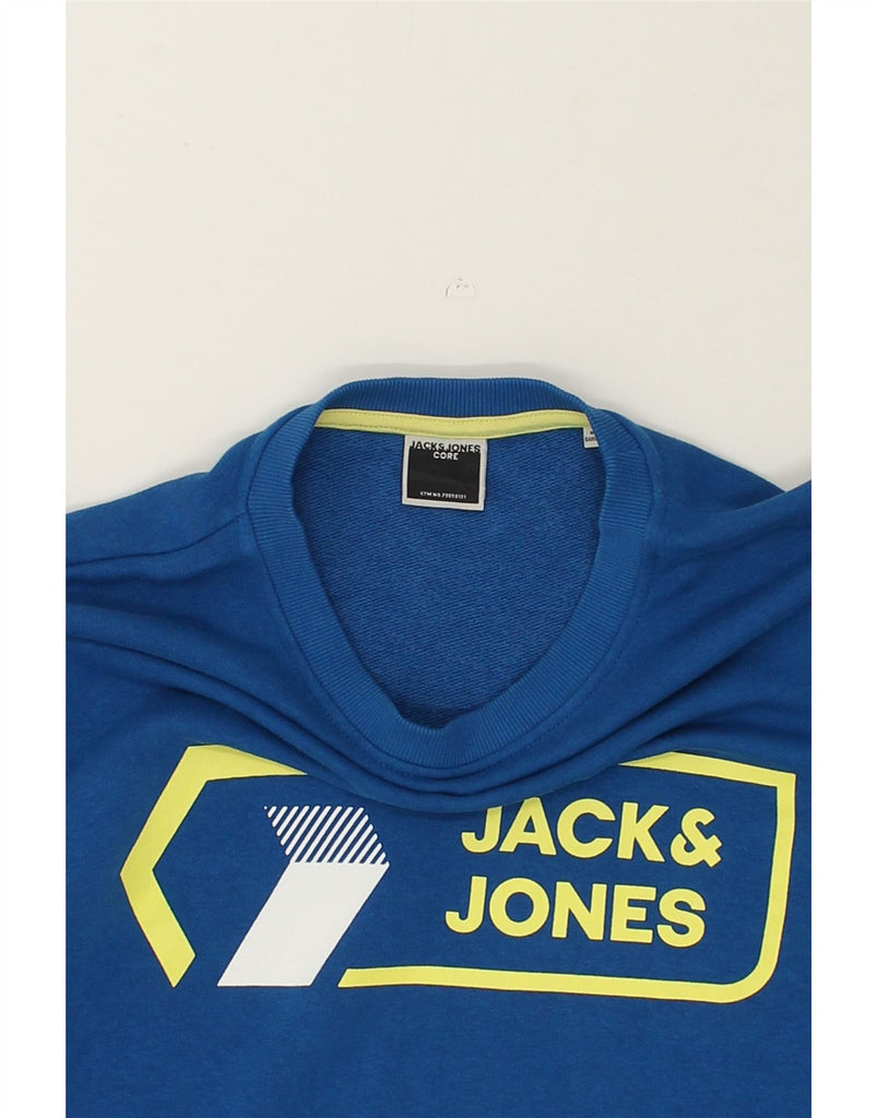 JACK & JONES Mens Graphic Sweatshirt Jumper Medium Blue Cotton | Vintage Jack & Jones | Thrift | Second-Hand Jack & Jones | Used Clothing | Messina Hembry 