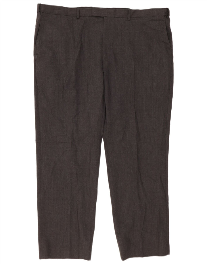 Marks & Spencer Mens Regular Fit Suit Trousers W44 L31 Grey Wool