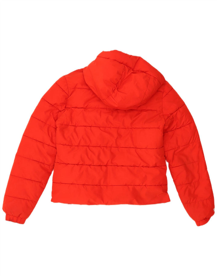 Superdry Womens Hooded Padded Jacket UK 12 Medium Red Polyester