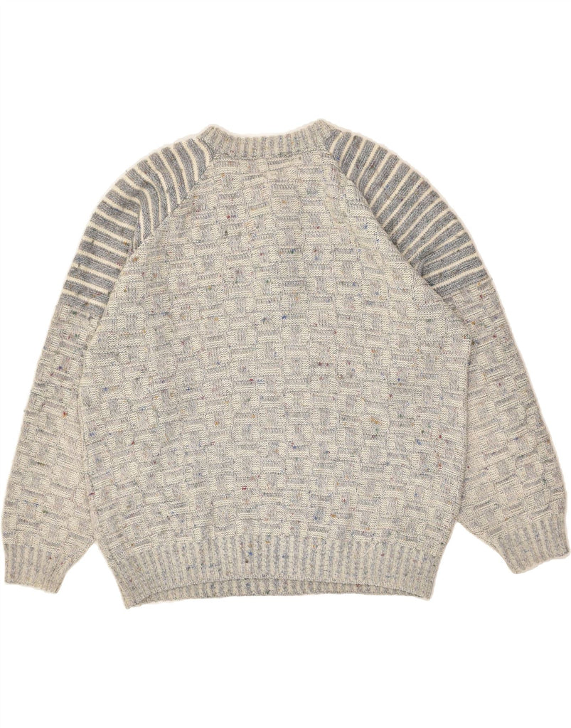 VINTAGE Mens Crew Neck Jumper Sweater XL Grey Pinstripe | Vintage Vintage | Thrift | Second-Hand Vintage | Used Clothing | Messina Hembry 