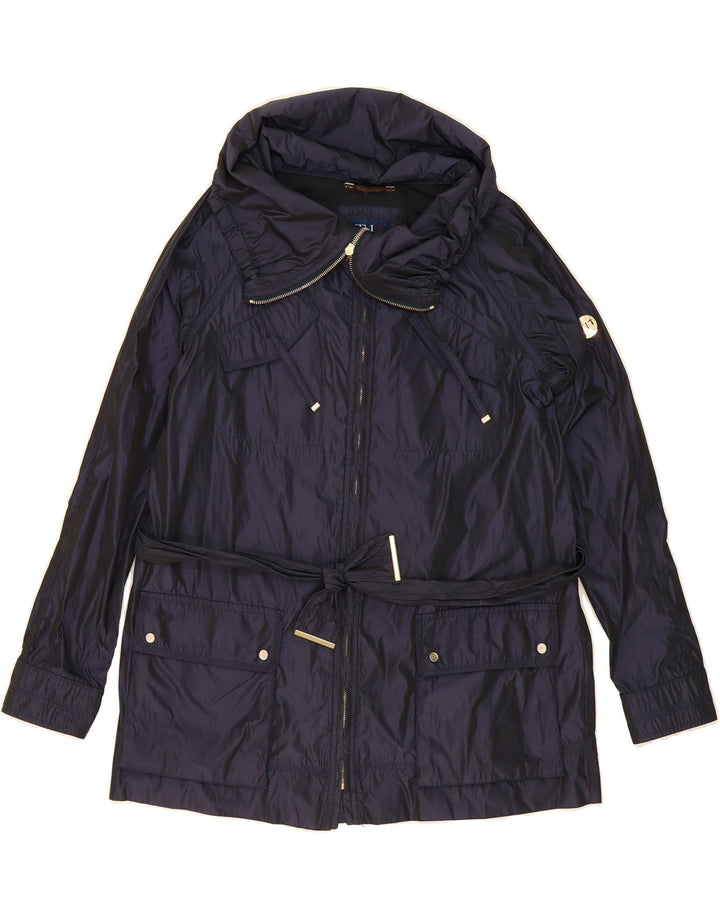TRUSSARDI JEANS Womens Rain Jacket IT 44 Medium Navy Blue Polyester Vintage Trussardi Jeans and Second-Hand Trussardi Jeans from Messina Hembry 