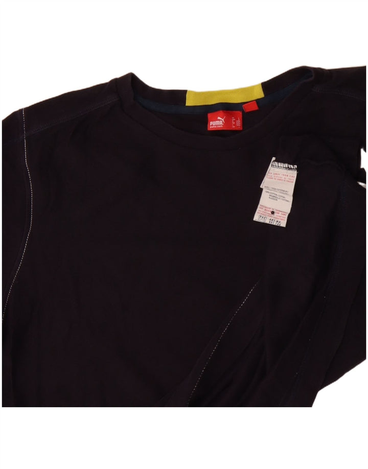 Puma Mens Graphic T-Shirt Top Large Navy Blue Colourblock Cotton