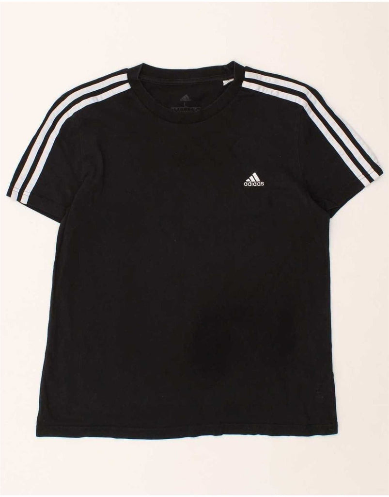 ADIDAS Womens T-Shirt Top UK 16/18 Large Black Cotton Vintage Adidas and Second-Hand Adidas from Messina Hembry 