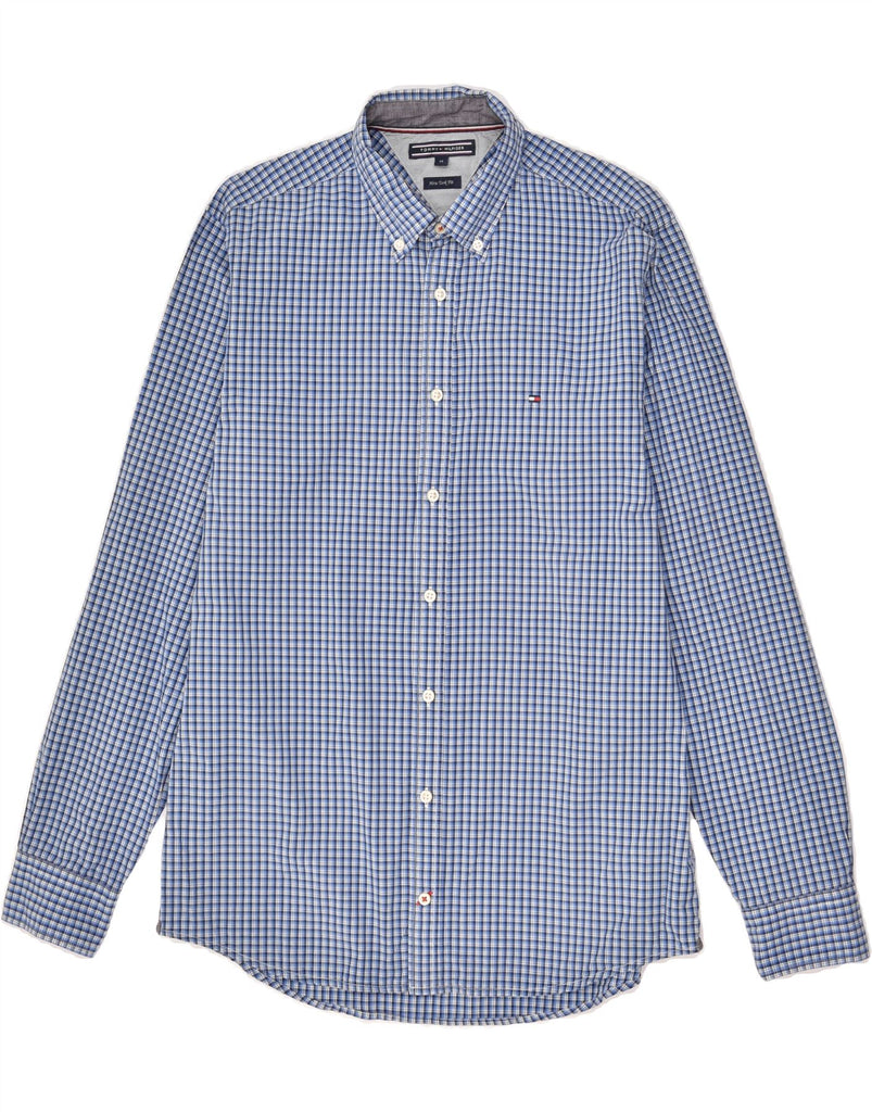 TOMMY HILFIGER Mens New York Fit Shirt Medium Blue Check Cotton | Vintage Tommy Hilfiger | Thrift | Second-Hand Tommy Hilfiger | Used Clothing | Messina Hembry 