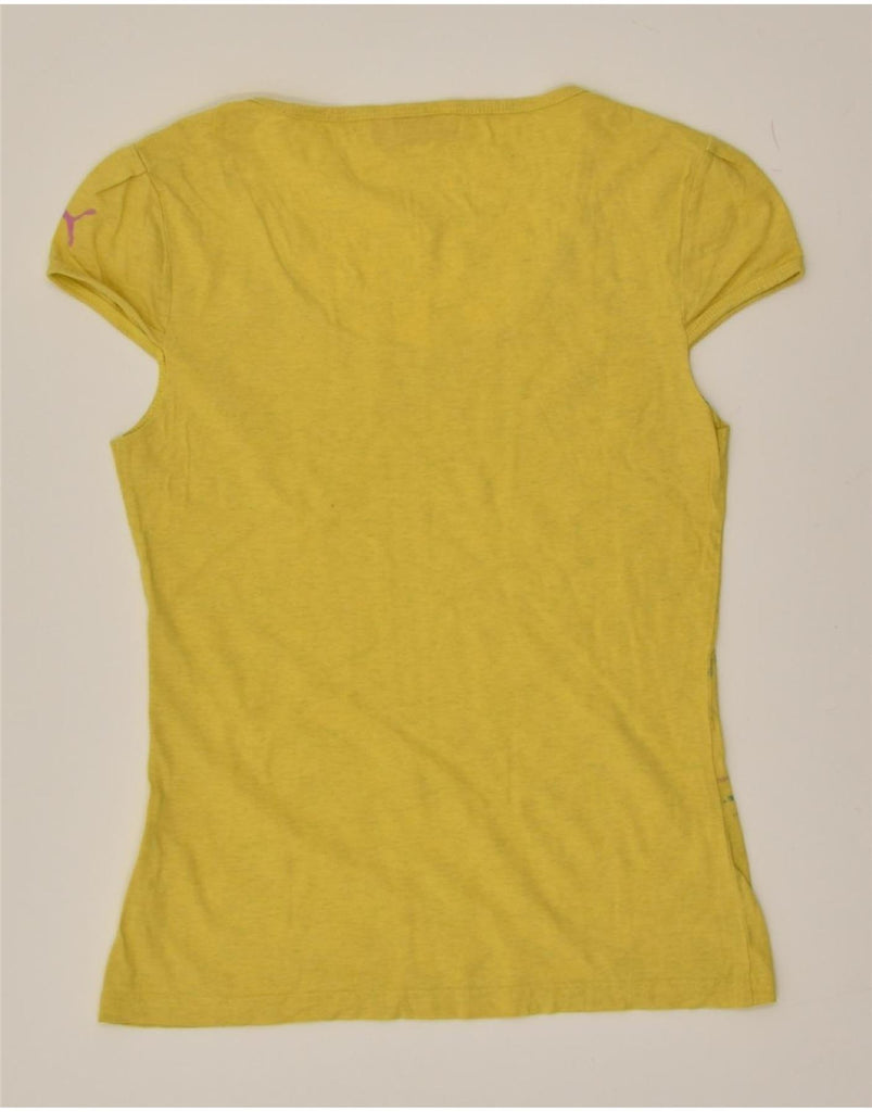 PUMA Womens Graphic T-Shirt Top UK 10 Small Yellow | Vintage Puma | Thrift | Second-Hand Puma | Used Clothing | Messina Hembry 