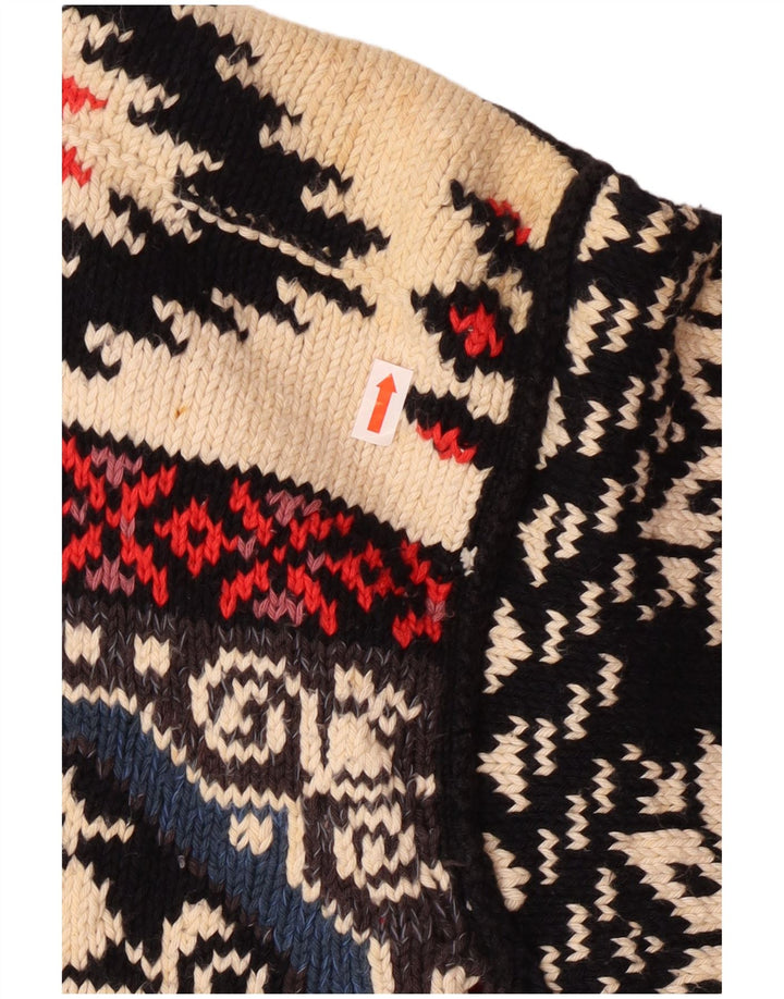 Vintage Womens Graphic Cardigan Sweater UK 10 Small Multicoloured Bohemian