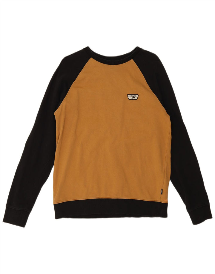 Vans Mens Sweatshirt Jumper Medium Brown Colourblock Cotton