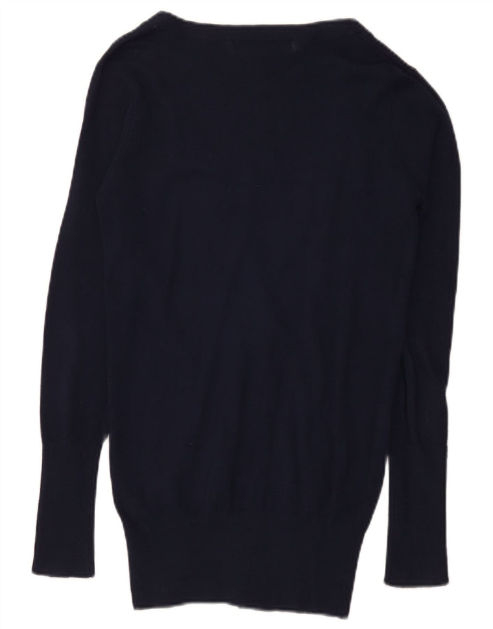 Zara Womens Cardigan Sweater UK 10 Small Navy Blue Rayon