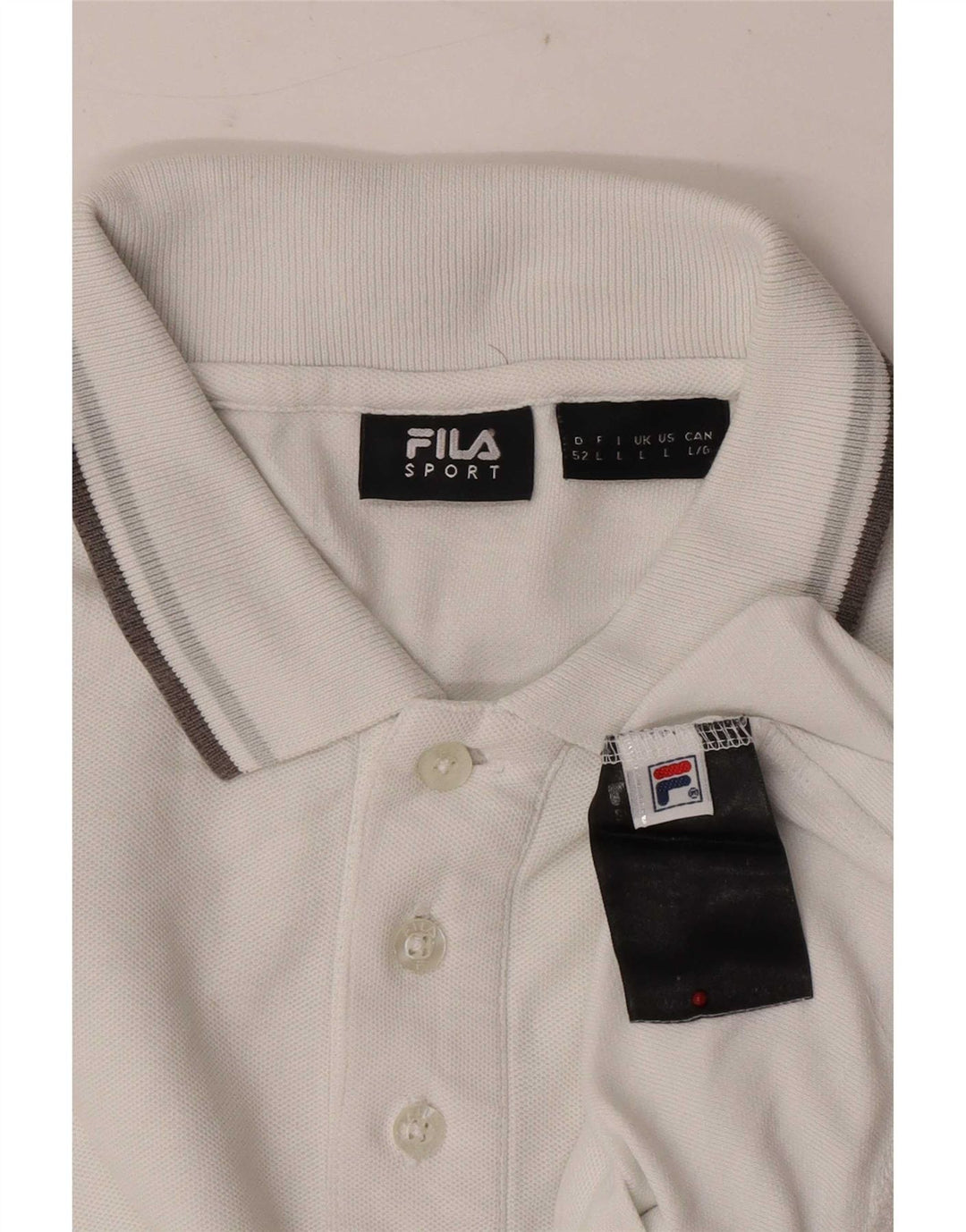 Fila Mens Long Sleeve Polo Shirt Large White Cotton